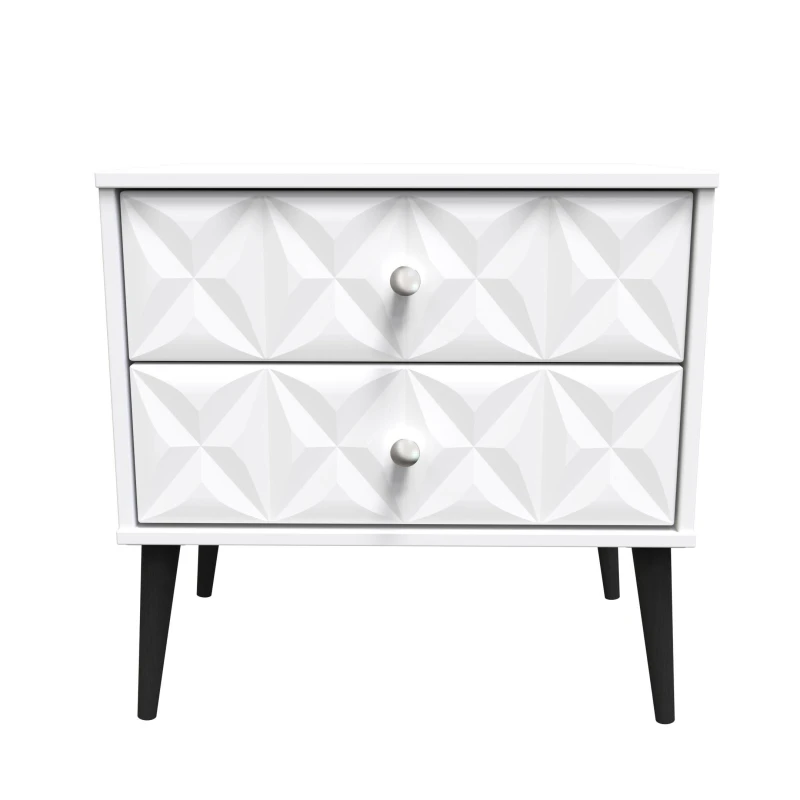 Image of Toledo 2 Drawer Side Table In White Matt (Ready Assembled)