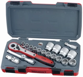 Image of Teng Tools T1220AF 1/2" Drive 12pt Imperial Socket Set + Accessories (20pc)