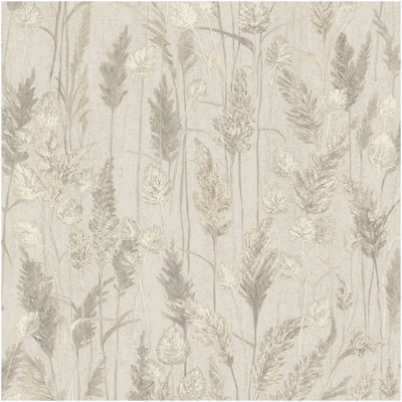 Image of Grandeco Vinyl Neutral Meadow Grasses Textured Wallpaper Botanical Leaf Neutral Decor