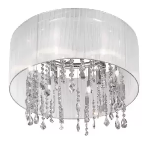 Image of Paralume Designer Crystal Fabric Cylindrical Chandelier Polished Chrome, 6x G9