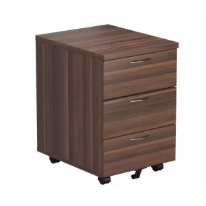 TC Office 3 Drawer Mobile Pedestal Height 595mm, Dark Walnut