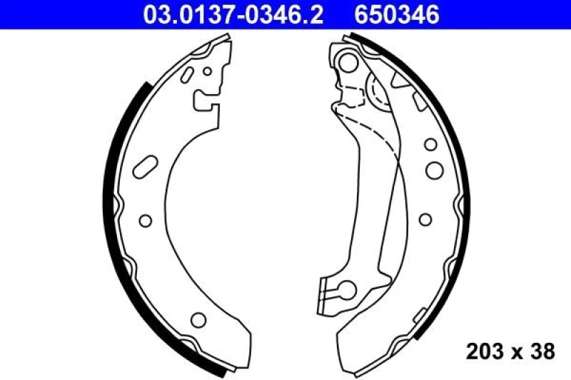 Image of ATE 03.0137-0346.2 Brake Shoes with lever Brake Shoe Set (70)