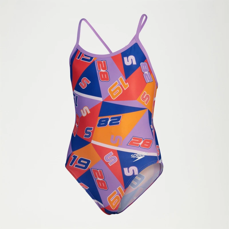 Image of Speedo Girls Allover Digital Vback - Purple Purple M