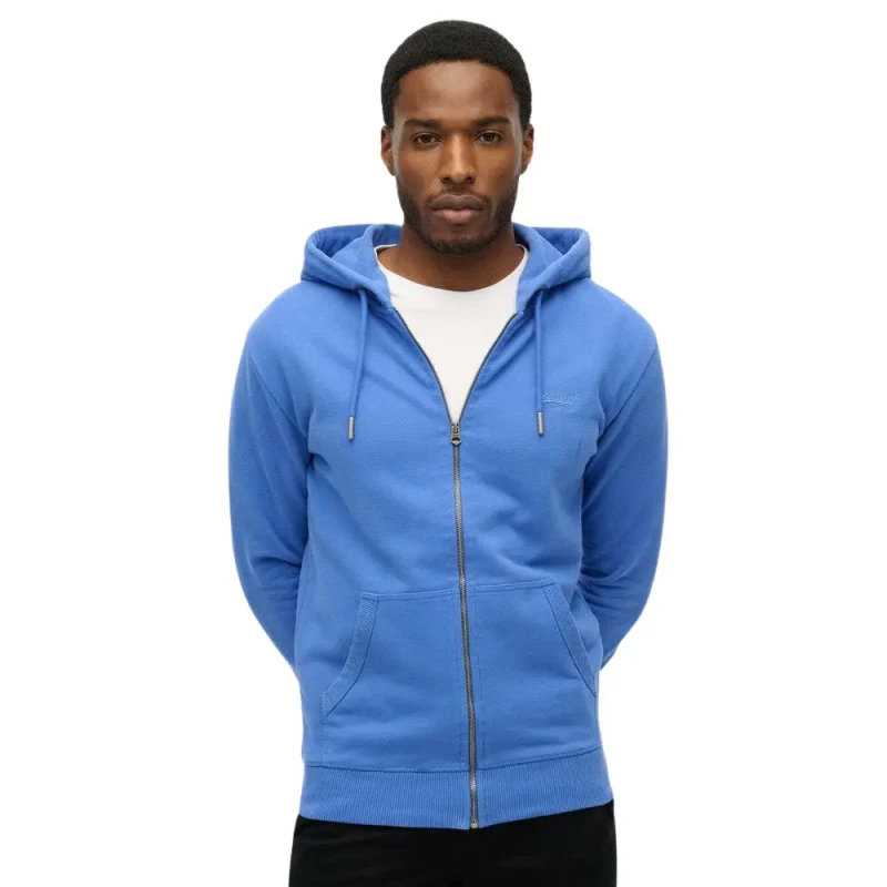 Image of Superdry Zip-up hoodie Superdry Logo Essential Bleu Male XL