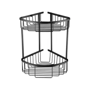 Image of Matt Black 2 Tier Corner Shower Caddy - Arissa