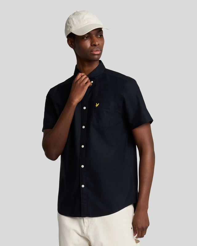 Image of Lyle & Scott Short-sleeve Oxford shirt Lyle & Scott Bleu Male XL