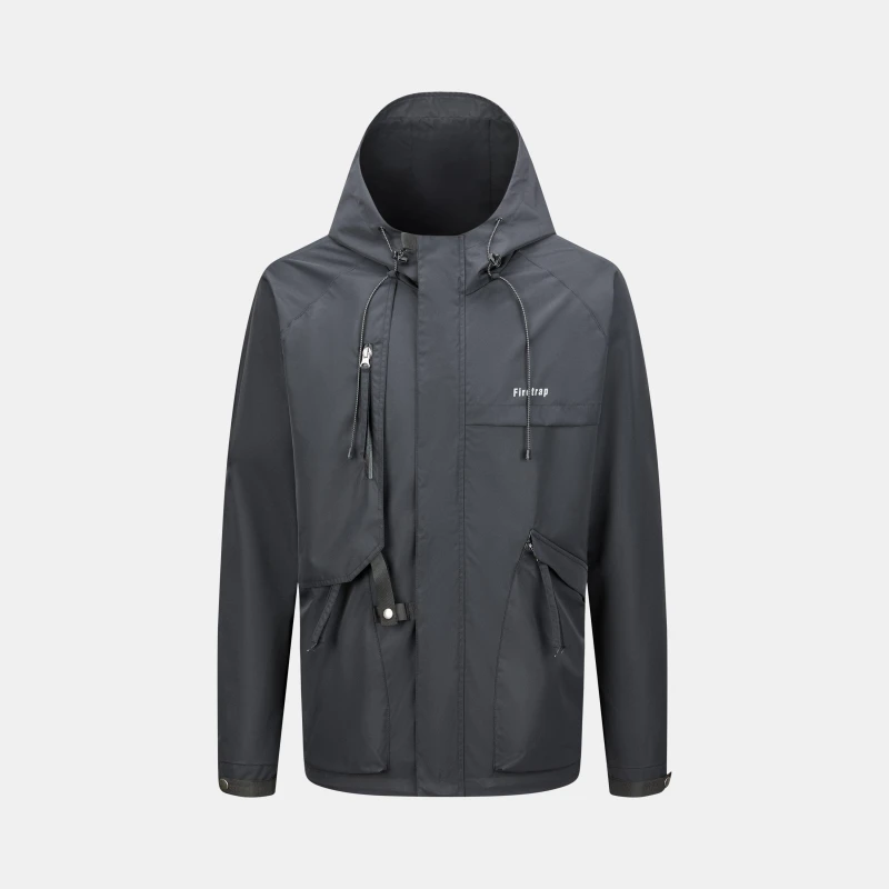 Image of Firetrap Mens Windproof Full Zip Hooded Rain Anorak Black male S