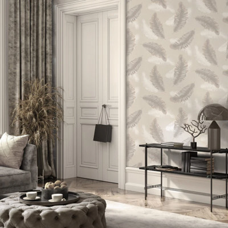 Image of Belgravia Decor Feather Beige Wallpaper