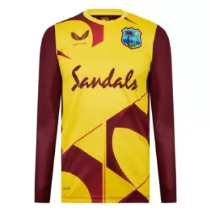 image of Castore West Indies Long Sleeve Mens Polo - Yellow