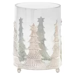 image of Noel Collection Medium Christmas Tree Crackled Candle Holder