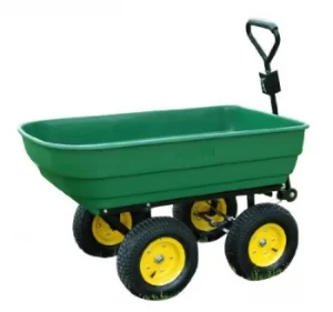 image of Outsunny Heavy Duty 4 Wheel Trolley, 125L-Dark Green