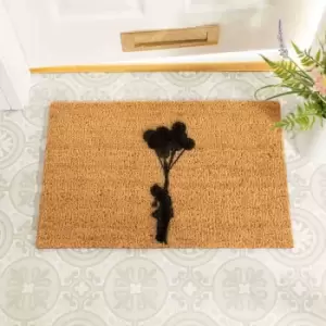 image of Artsy Doormats Flying Balloon Girl Doormat