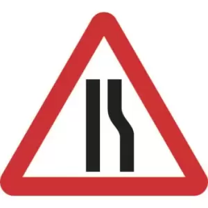 Image of Zintec 750mm Triangular Road Narrows Right Road Sign with Frame