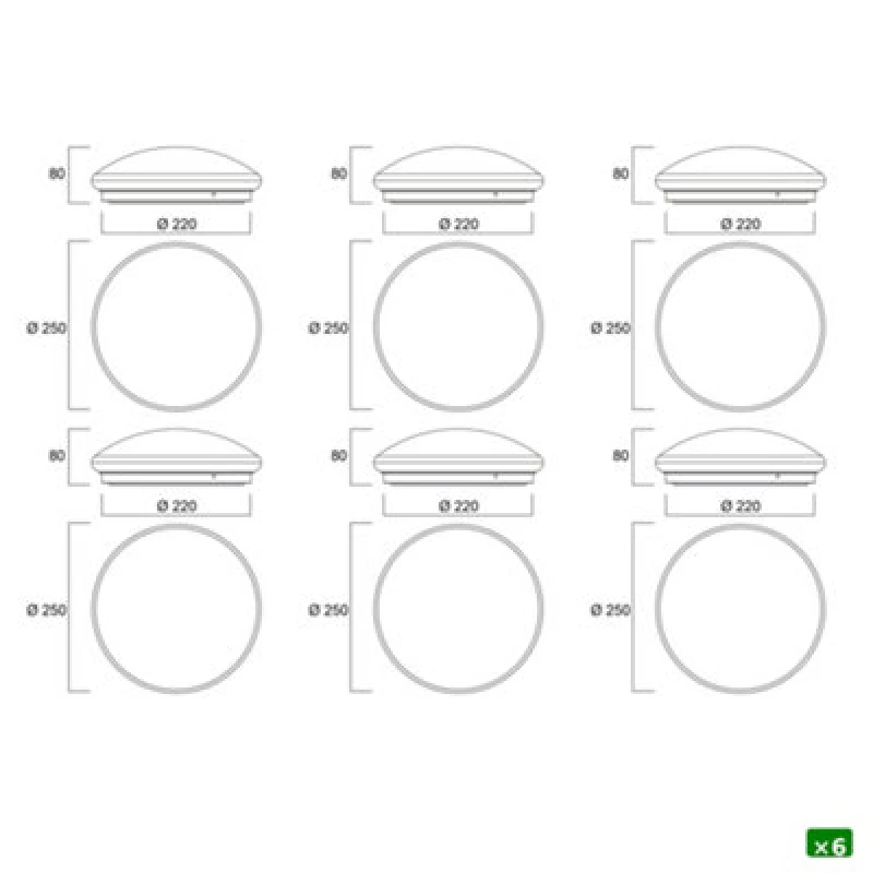 Image of Sylvania Sylcircle LED Round Ceiling Light 12W 1025 Lumens Ip54 Dualtone Flush Mount - Pack Of 6