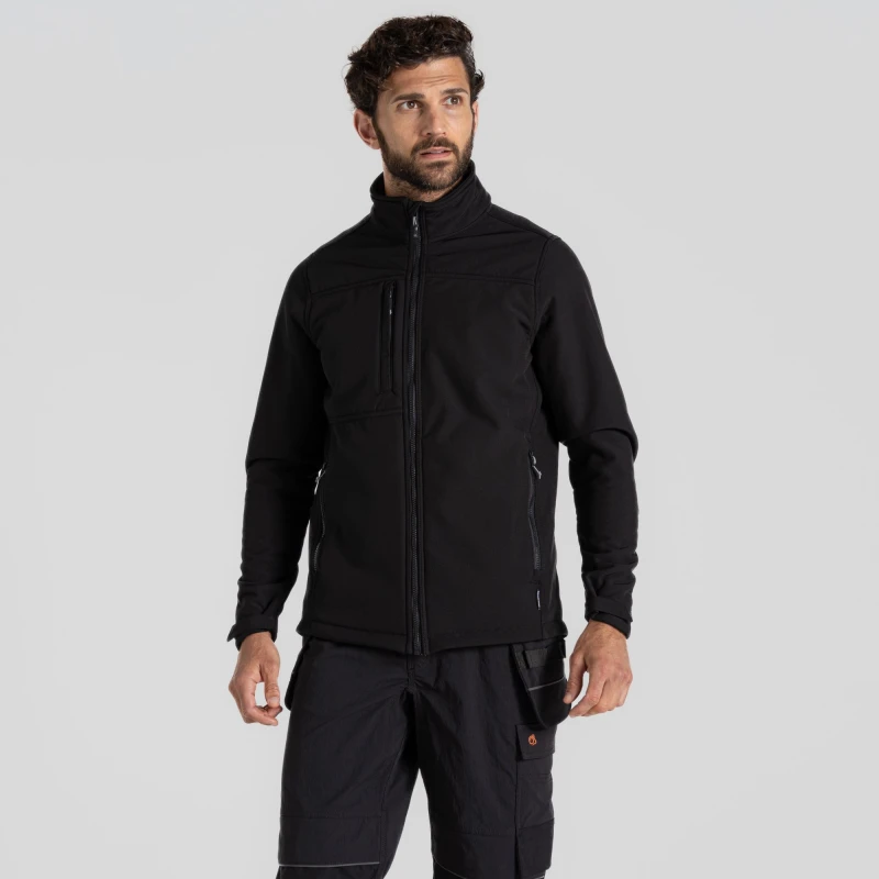 Image of Craghoppers Craghoppers Men 'Whitby' Softshell Workwear Jacket in Black Size: Small Black S Male 5063019677590