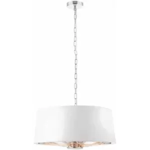 Image of Ceiling Pendant Light Bright Nickel & Vintage White Fabric 3x 40W E14 e10196