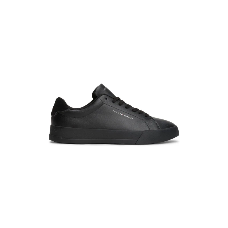 Image of Tommy Hilfiger Court Leather Low Top Trainers Black male 8 (42)