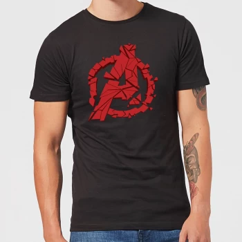 Image of Avengers Endgame Shattered Logo Mens T-Shirt - Black - 3XL - Black