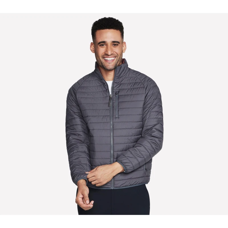 Image of Skechers Mens Goshield Altitude Reversible Water-Resistant Softshell Jacket Black/Charcoal male Small