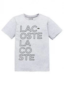 Image of Lacoste Sports Boys Short Sleeve Logo T-Shirt - Grey, Size 8 Years