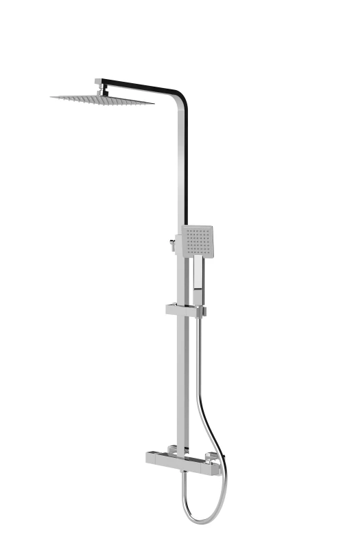 Image of Balterley Square Thermostatic Shower Kit with Fixed Head Adjustable Handset Silver