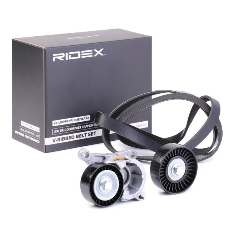 Image of RIDEX 542R0214 V-ribbed belt set Check alternator freewheel clutch & replace if necessary V-Ribbed Belt Set (542)