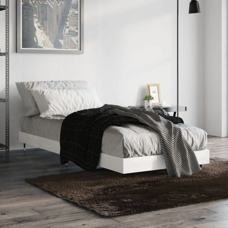 Image of VIDAXL Bed Frame without Mattress High Gloss White 75x190cm Small Single Vidaxl 8720845796921