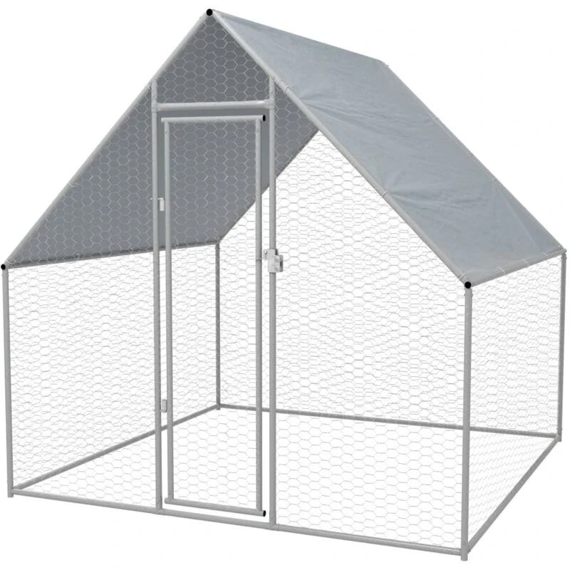 Image of vidaXL Outdoor Chicken Cage Galvanised Steel 2x2x1.92m Habitat Enclosure Coop