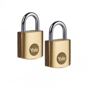 Image of Yale 2 Pack of Brass 20mm Padlocks
