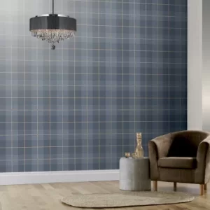 Image of Country Tartan Denim Blue Wallpaper Denim Blue