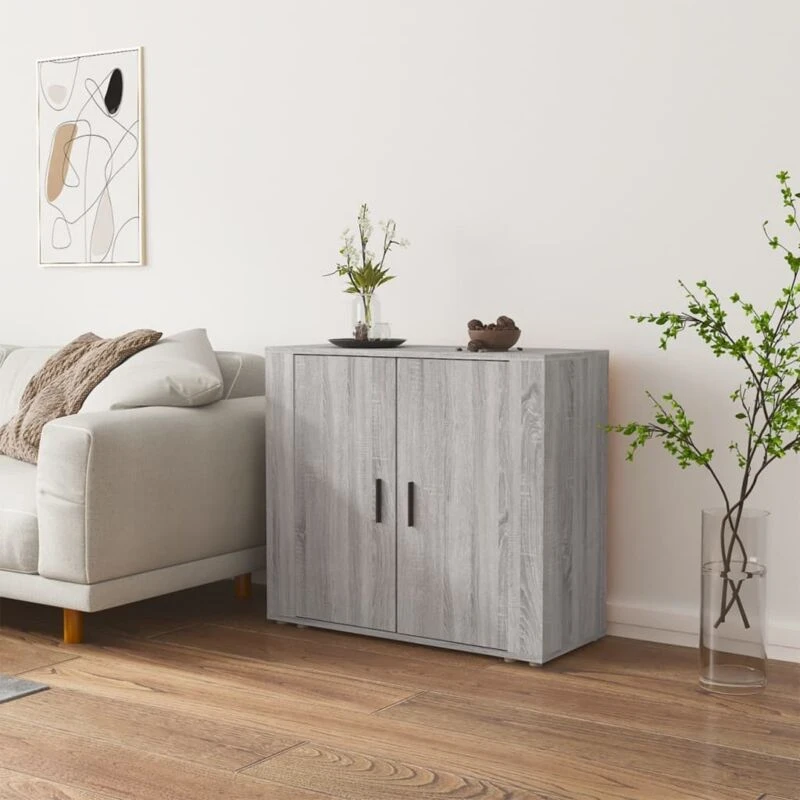 Image of Vidaxl Sideboard Grey Sonoma 80X33X70 Cm Engineered Wood, Grey 816566