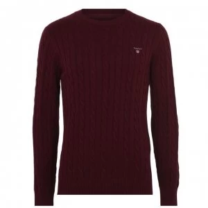 image of Gant Cotton Cable Knit Crew Jumper - Burg 678