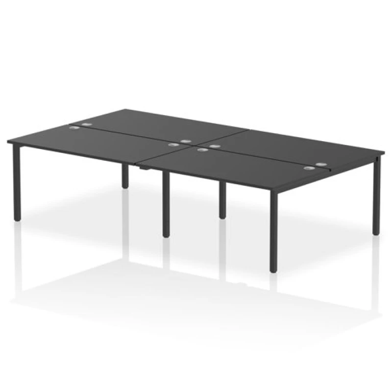Image of Impulse Impulse Bench B2B 4 Person 1400 Black Frame Office Bench Desk Black IMB4P14BLKB