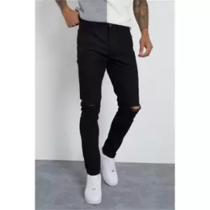 I Saw It First Black Ripped Knee Skinny Fit Jeans - Black