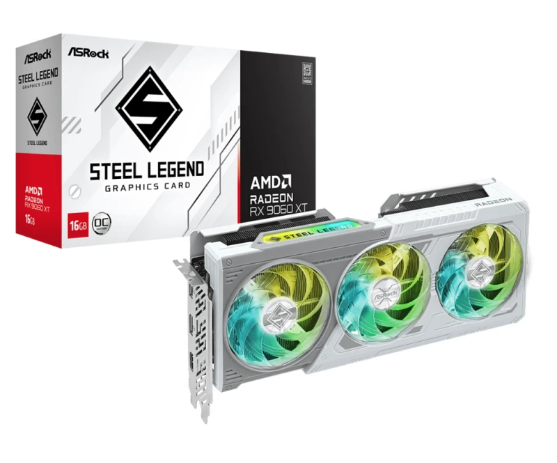 Image of ASRock AMD Radeon RX 9060 XT Steel Legend OC 16GB GDDR6 Graphics Card - 90-GA5JZZ-00UANF