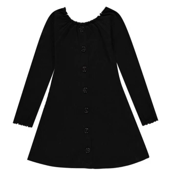 Image of Firetrap Long Sleeve Ribbed Dress Junior Girls - Jet Black