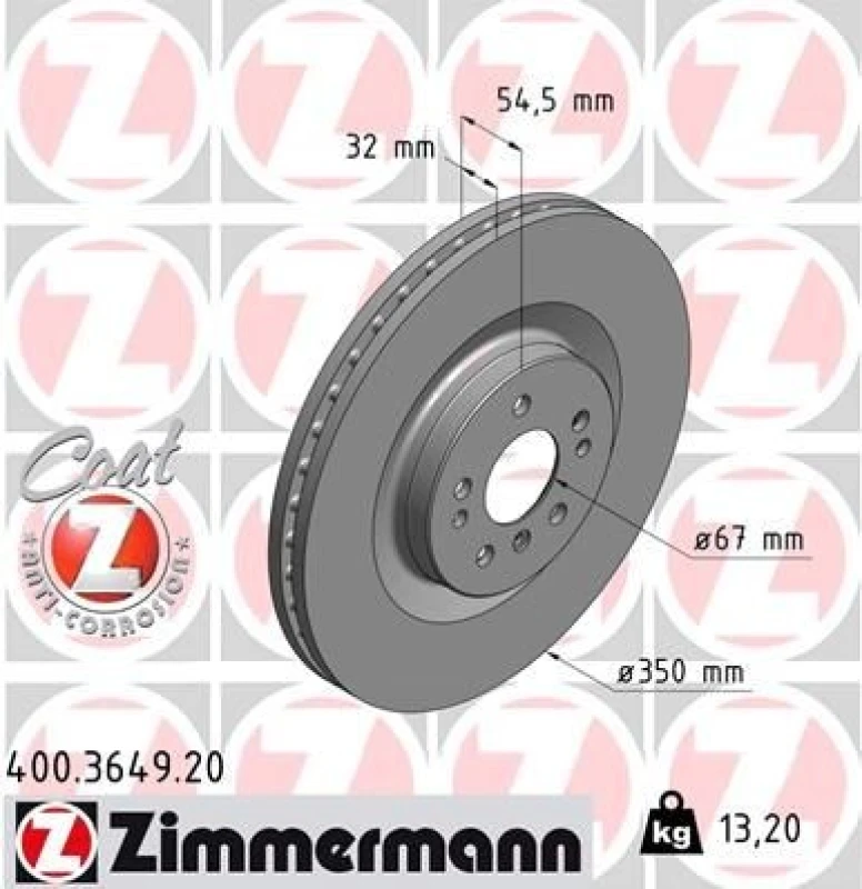 Image of ZIMMERMANN Brake disc ZIMMERMANN 400.3649.20