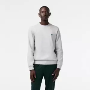 Image of Mens Lacoste Classic Fit Speckled Print Fleece Sweatshirt Size 3 - S Grey Chine