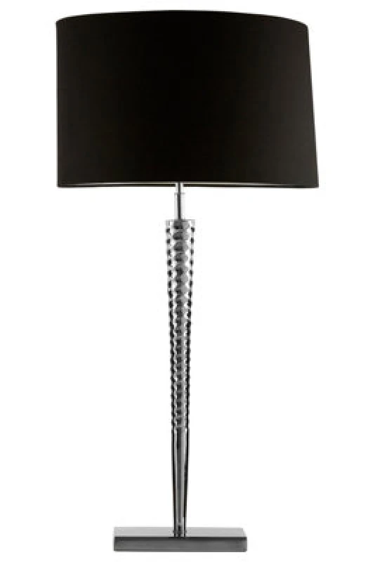 Image of Orsina Table Lamp With Screw Shaped Stainless Steel Base, High Gloss Nickel Finish, Black Fabric Tapered Shade