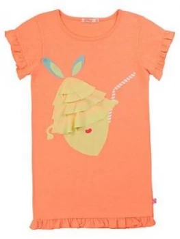 Image of Billieblush Girls Lemon Applique Short Sleeve T-Shirt Dress - Peach, Size 4 Years, Women