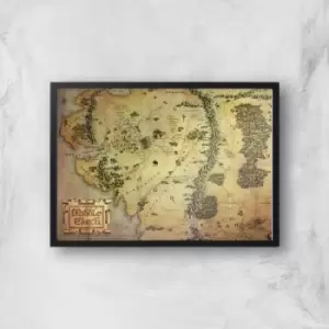 image of Lord Of The Rings Map Giclee Art Print - A3 - Black Frame