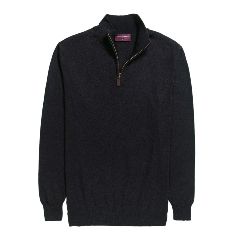 Image of Brook Taverner Brook Taverner Men Dallas Zip-Neck Sweater in Black Size: Small Black S Male 5059444807244