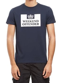 image of Weekend Offender Printed T-Shirt - Navy, Size L, Men