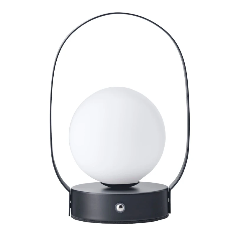 Image of Happy Homewares Matt Black Rechargeable Touch Dimmable Lantern Table Lamp with Frosted Shade Black Unisex