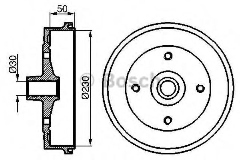 Image of Bosch 0 986 477 030 Brake Drum Rear Axle, 262mm Brake Drum (123)