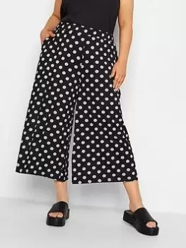 Image of Yours Dot Midaxi Culotte, Black, Size 18, Women
