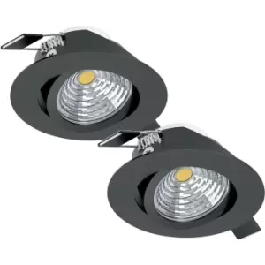 Image of 2 PACK Wall / Ceiling Flush Downlight Black Aluminium 6W LED 88mm Round