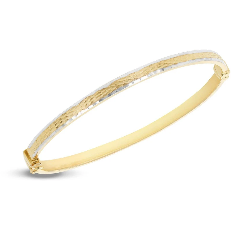 Image of Be You 9ct Gold Diamond Cut Bangle Yellow And Whit female One Size