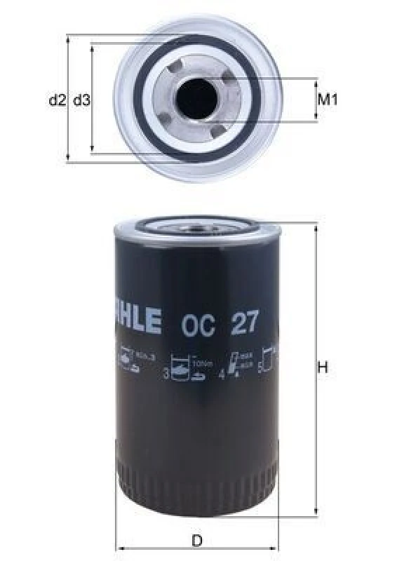 Image of Oil filter MAHLE OC 27