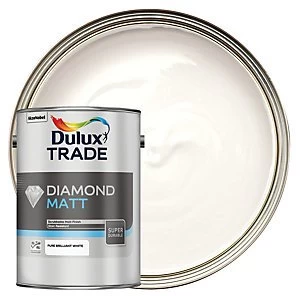 Image of Dulux Trade Diamond Matt Emulsion Paint - Pure Brilliant White 5L